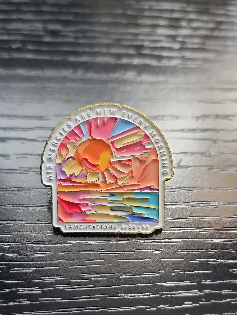 Colorful Sunrise Enamel Art Pin - Multicolor